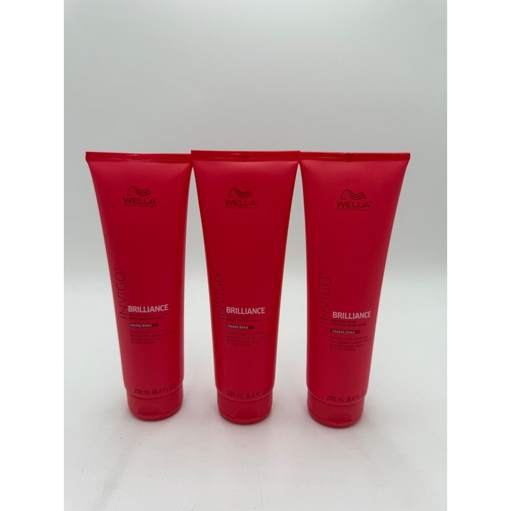 Wella Invigo Brilliance Vibrant Color Conditioner Coarse Hair 8.4oz 3 Pack NEW